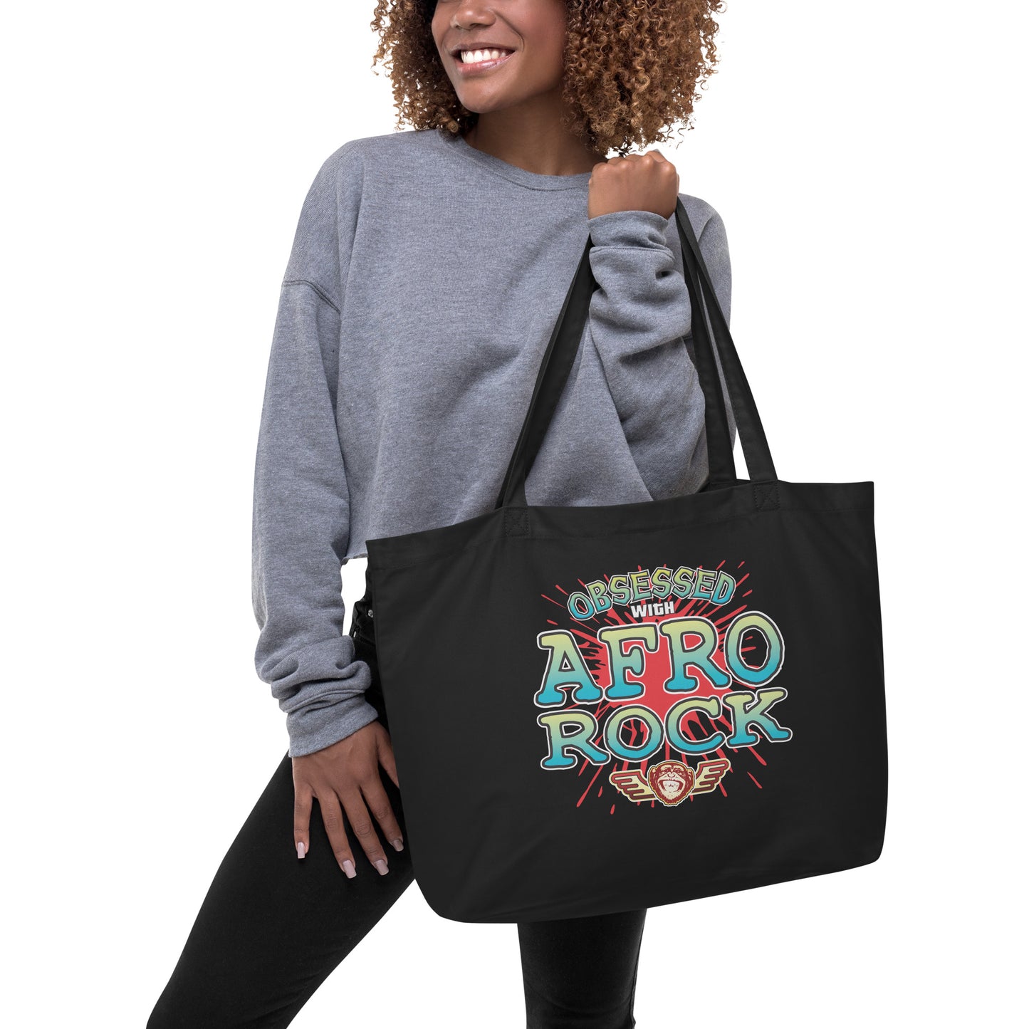Afro Rock Obsessed Large Organic Tote Bag