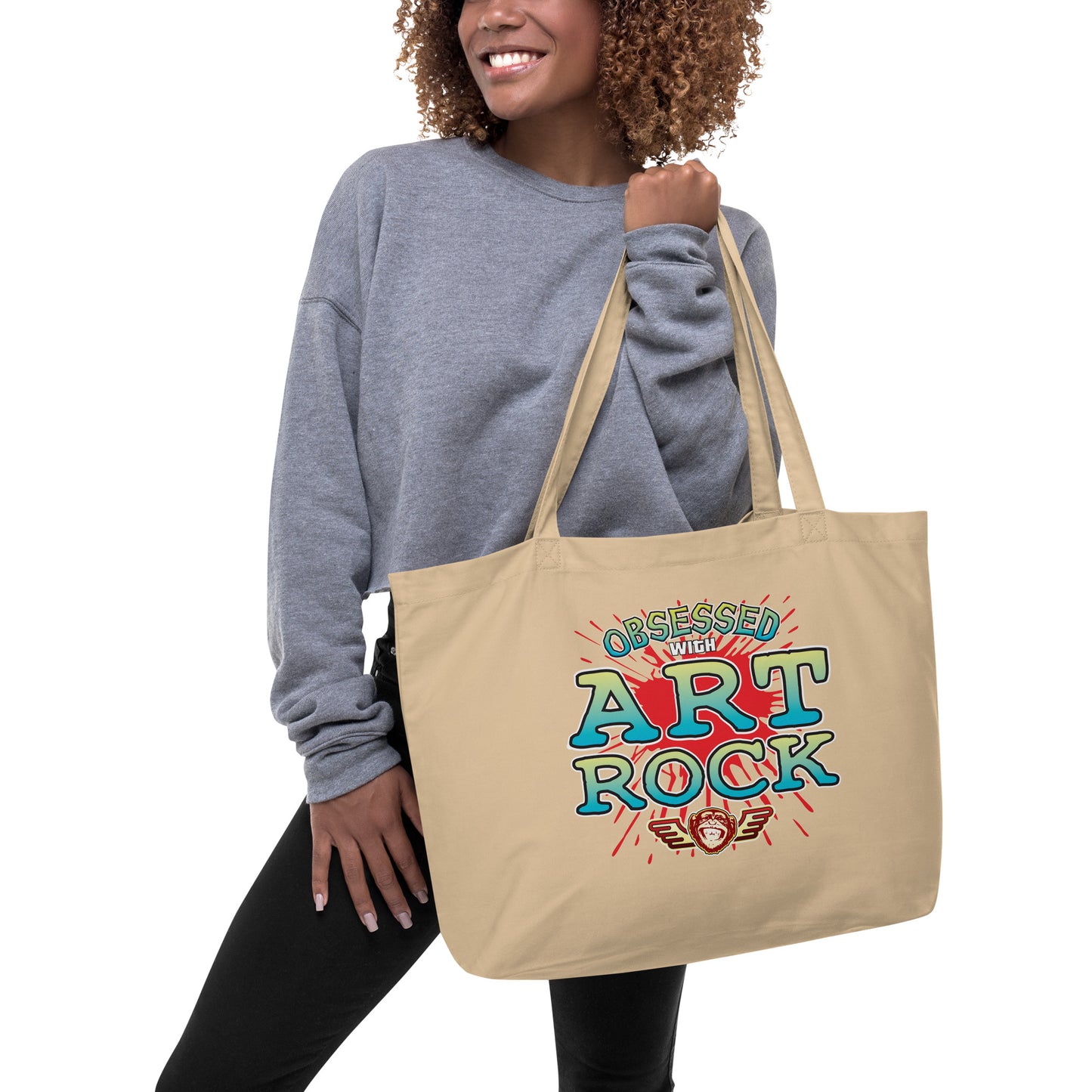 Art Rock Obsessed Large Organic Tote Bag