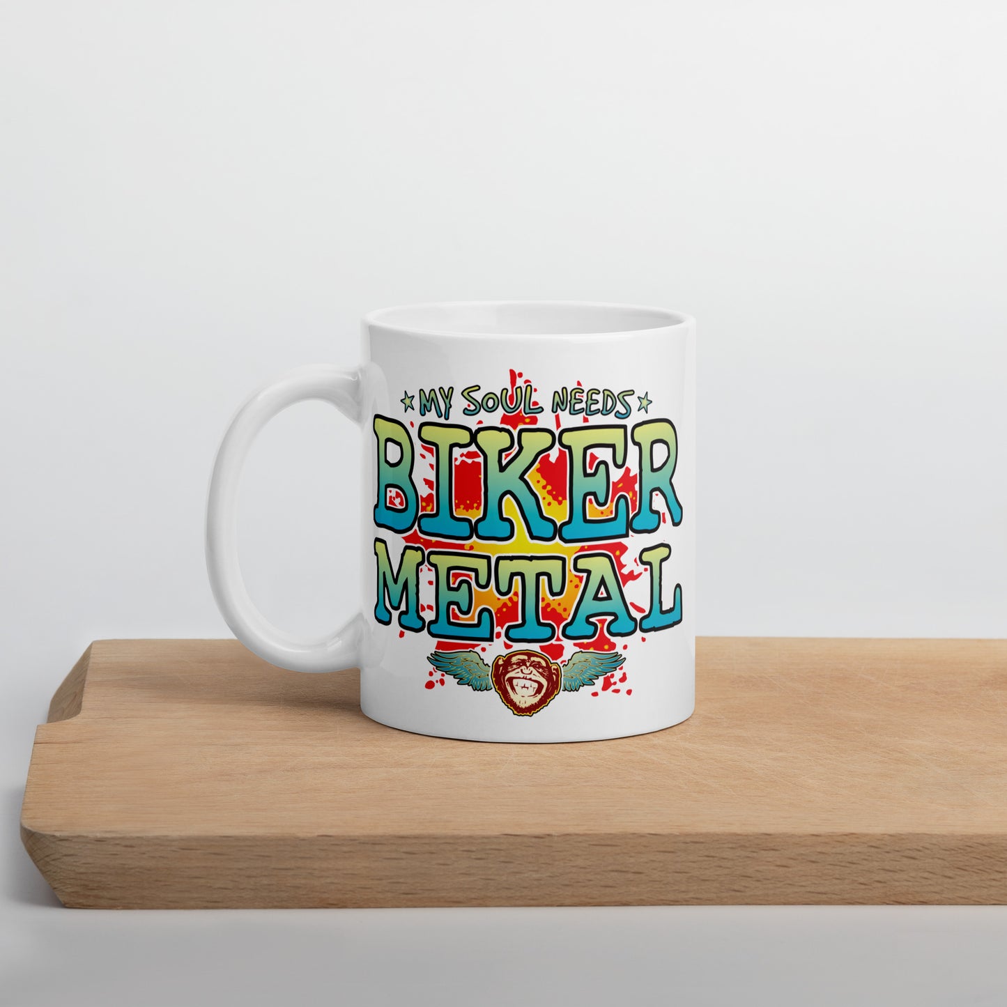 Biker Metal 11oz White Ceramic Soul Mug