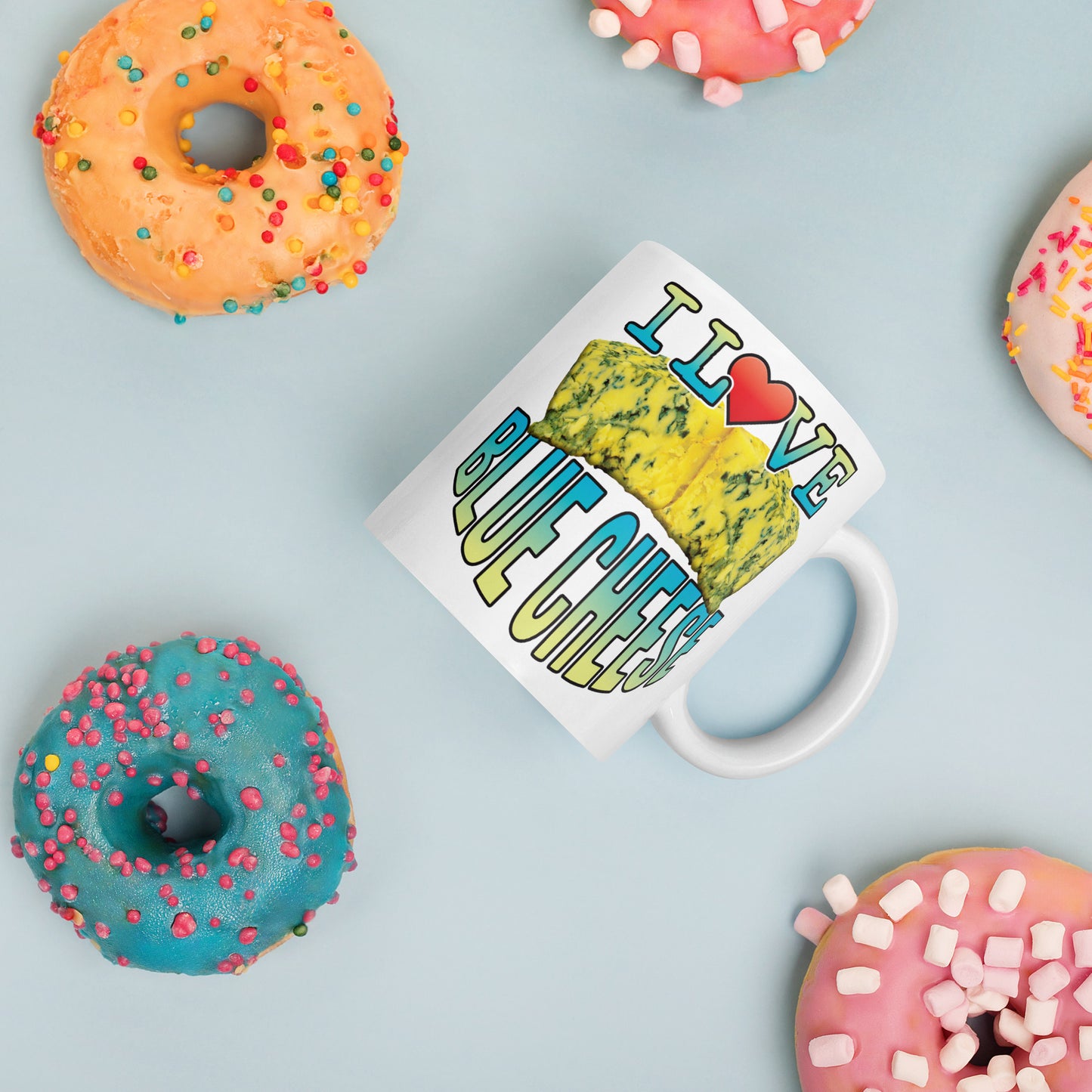 I Love Blue Cheese Funny Slogan Ceramic 11oz Mug