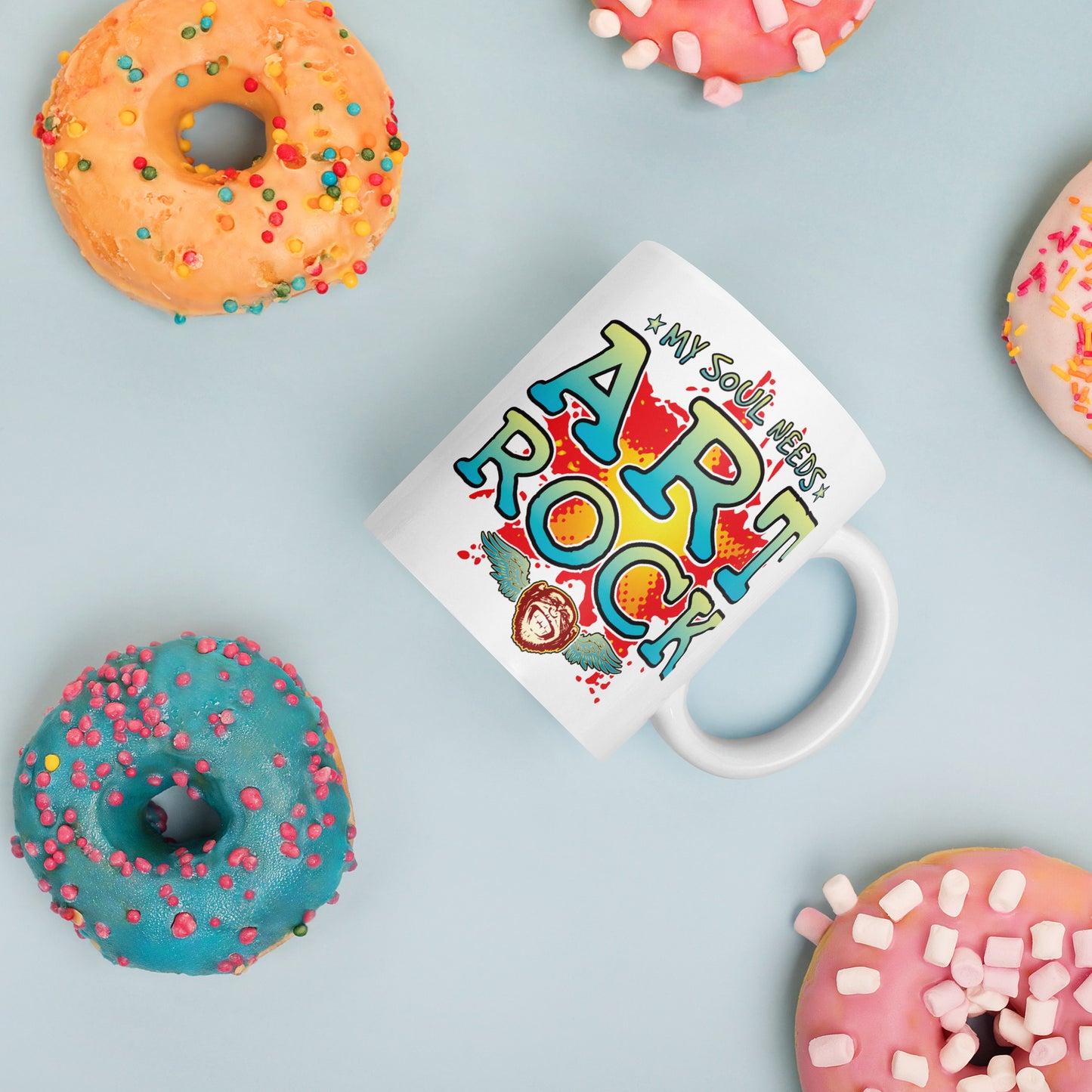 Art Rock 11oz White Ceramic Soul Mug