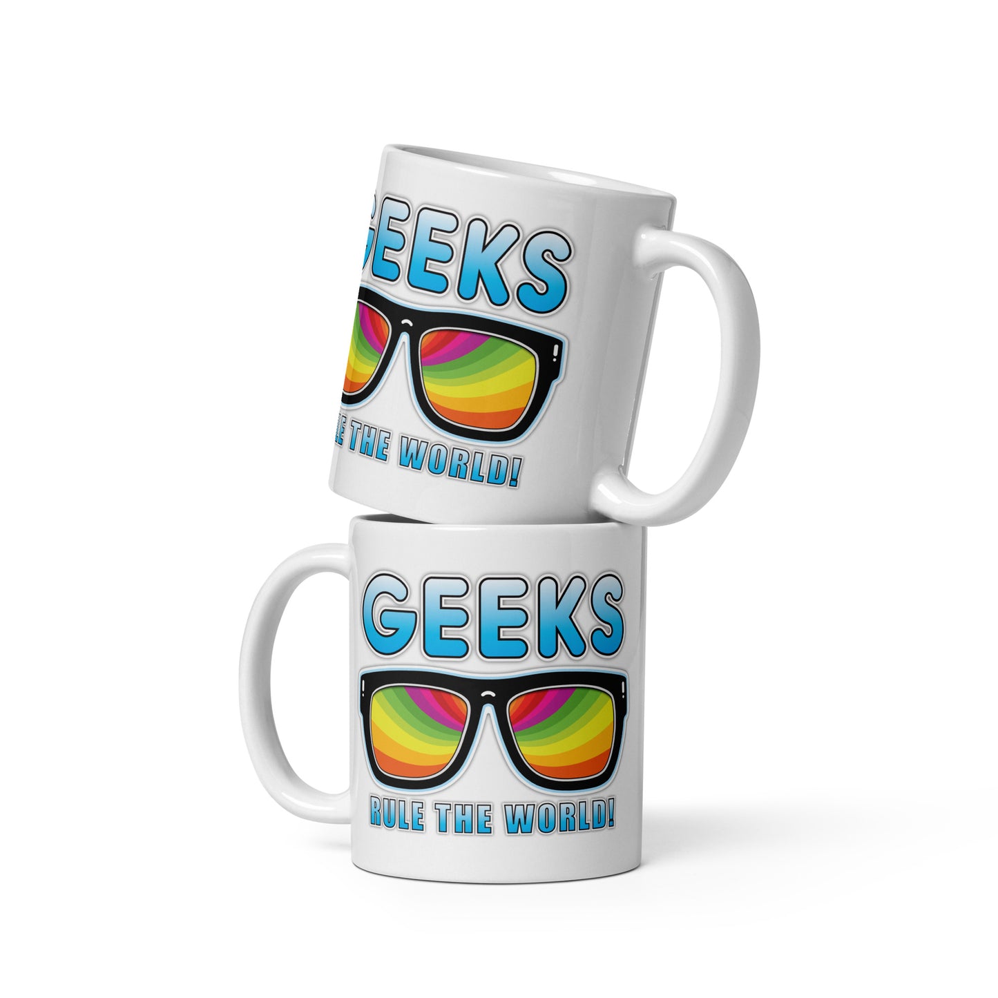 Geeks Rule The World Funny Slogan Ceramic 11oz Mug