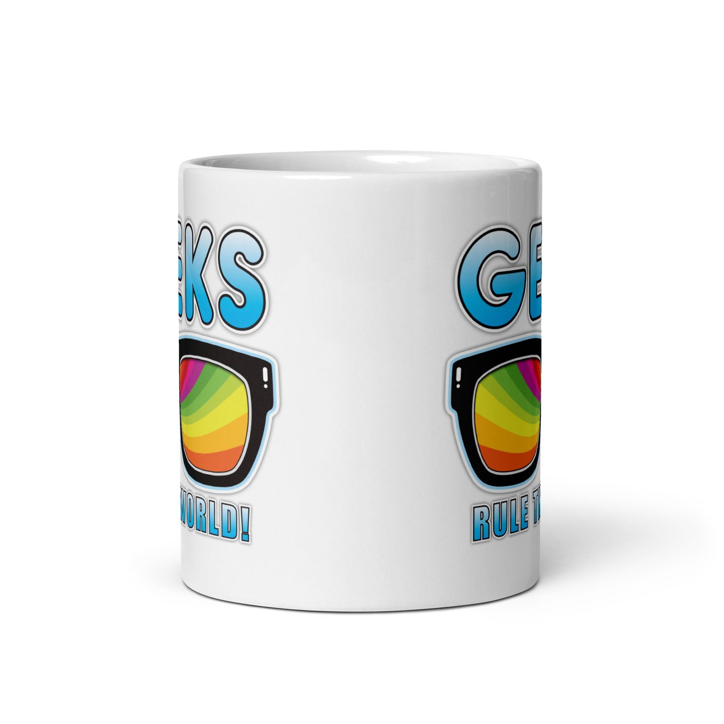 Geeks Rule The World Funny Slogan Ceramic 11oz Mug