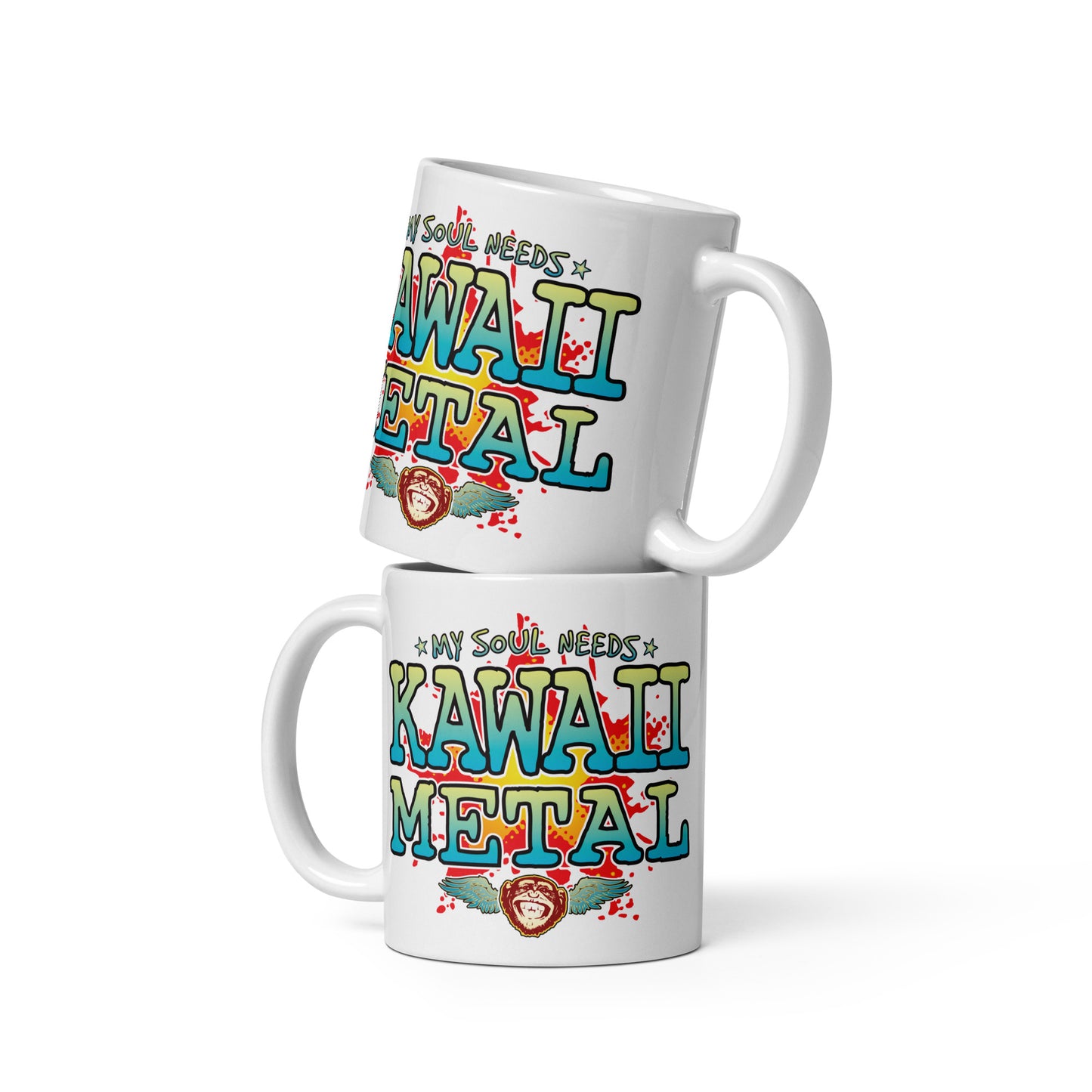 Kawaii Metal 11oz White Ceramic Soul Mug