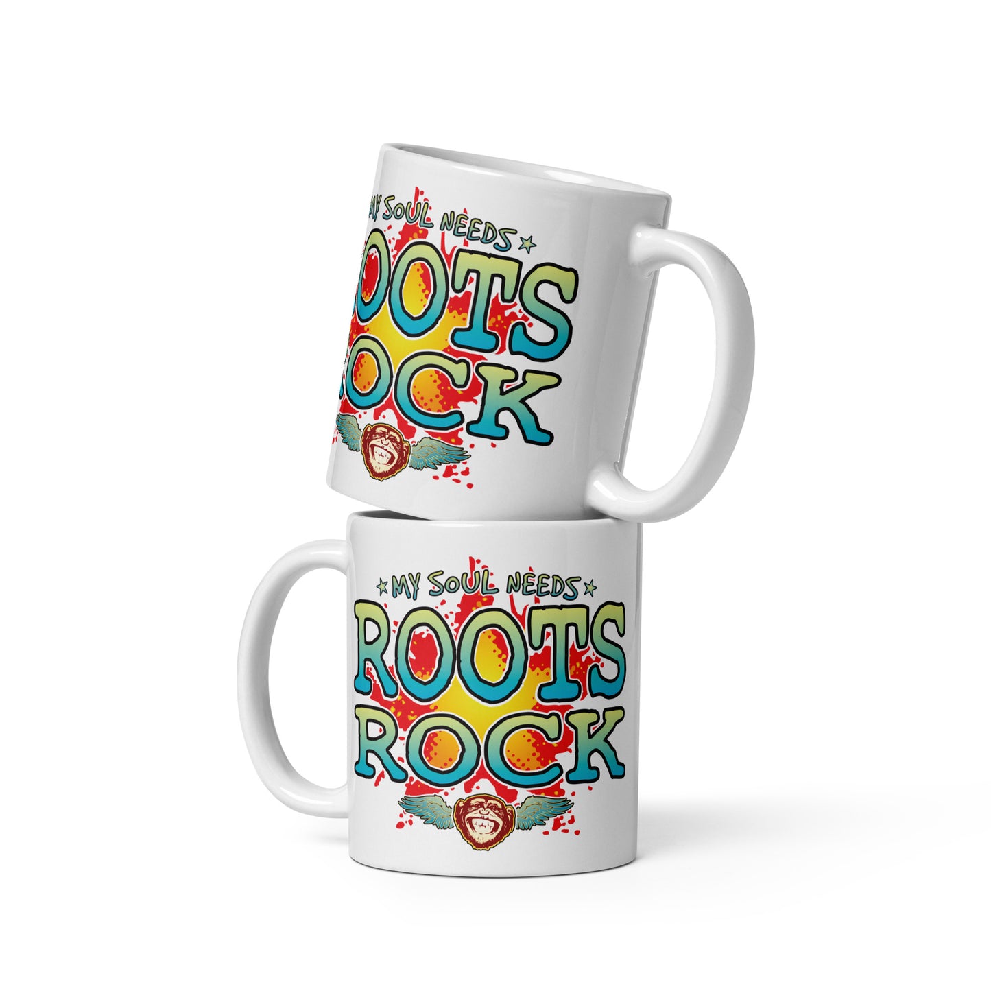 Roots Rock 11oz White Ceramic Soul Mug