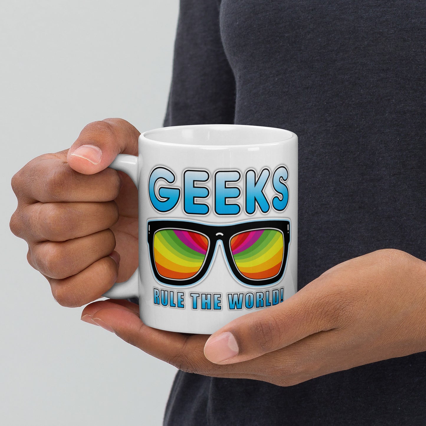 Geeks Rule The World Funny Slogan Ceramic 11oz Mug