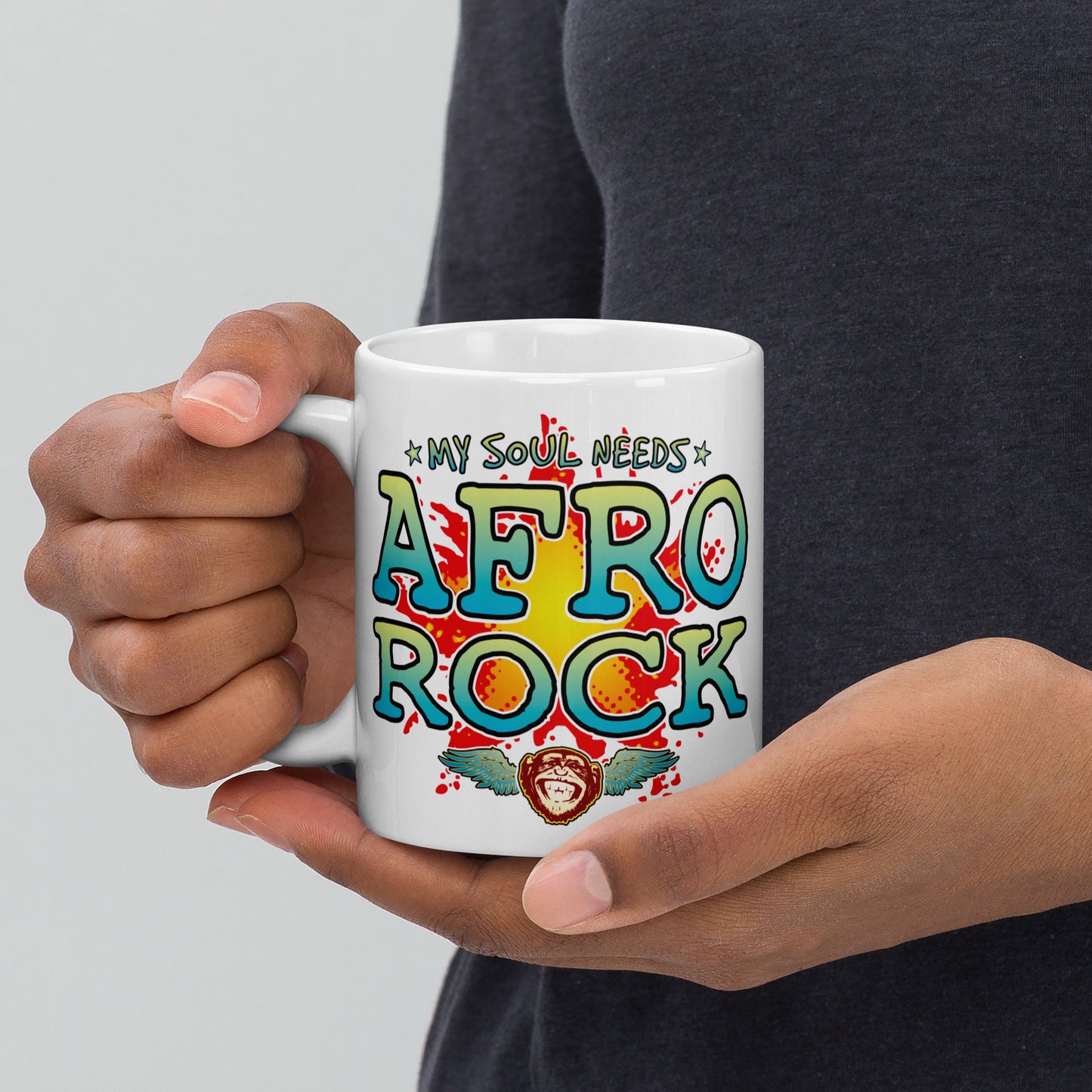 Afro Rock 11oz White Ceramic Soul Mug