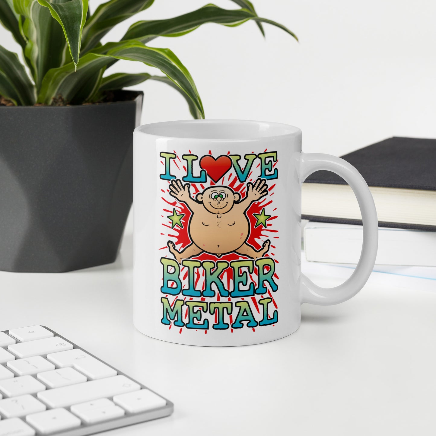 I Love Biker Metal Ceramic Mug