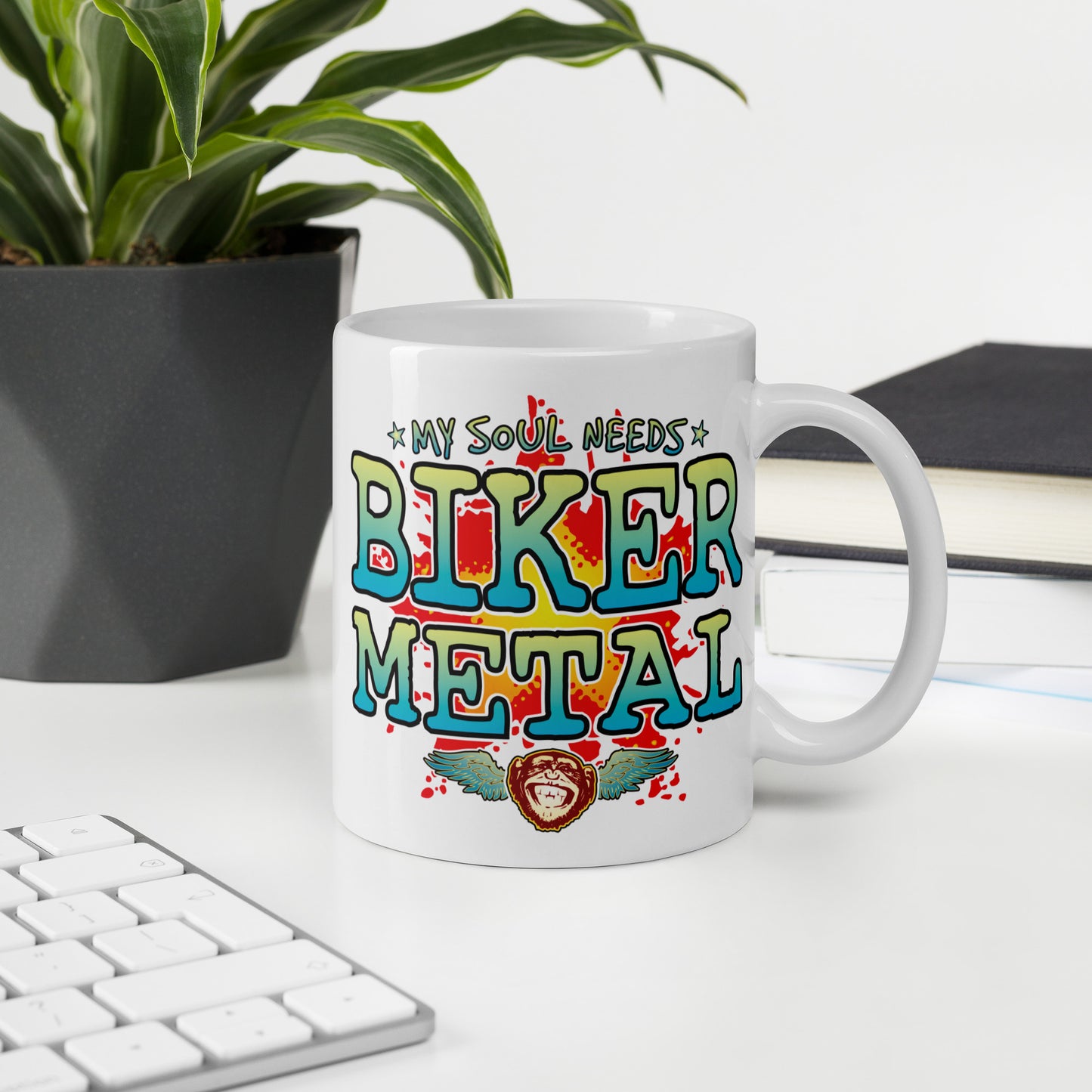 Biker Metal 11oz White Ceramic Soul Mug
