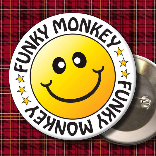 Funky Monkey Smiley Badge + Bottle Opener