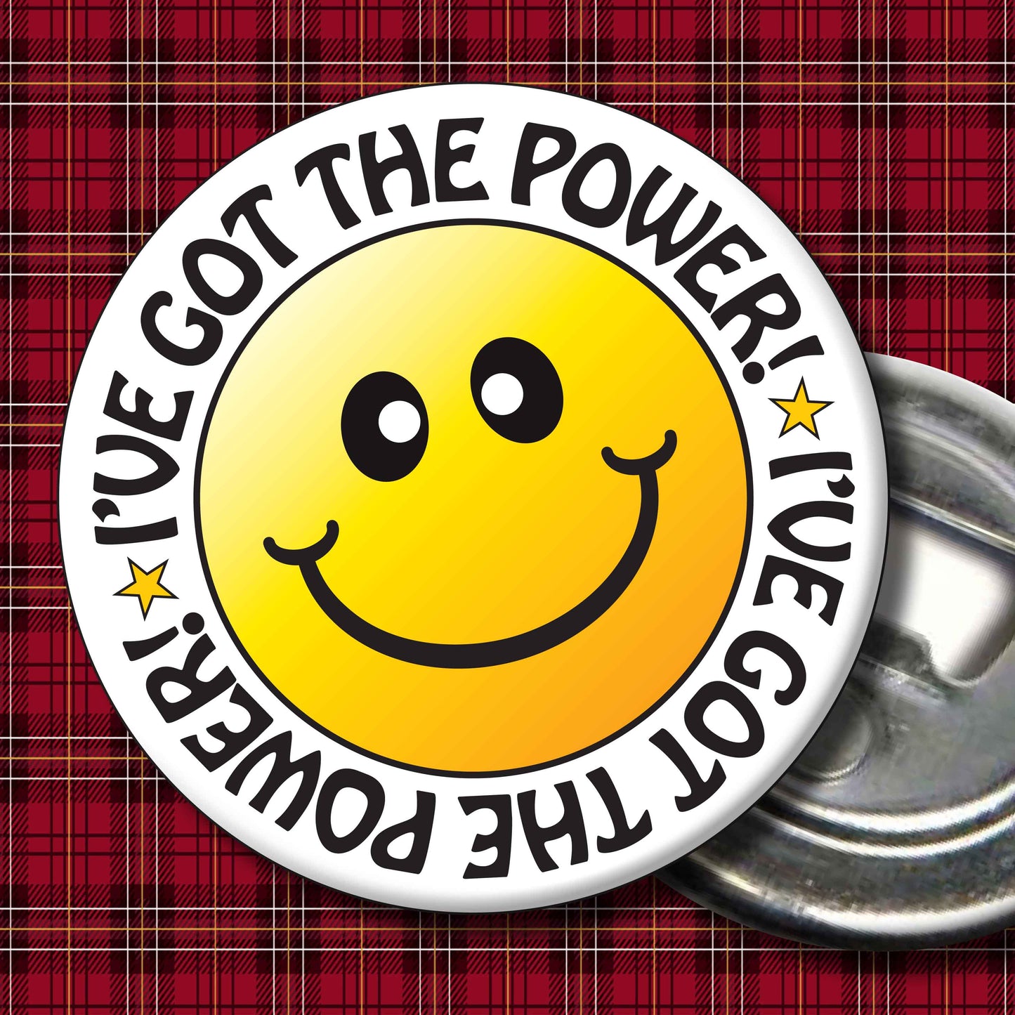 I've Got The Power! Smiley Badge + Bottle Opener