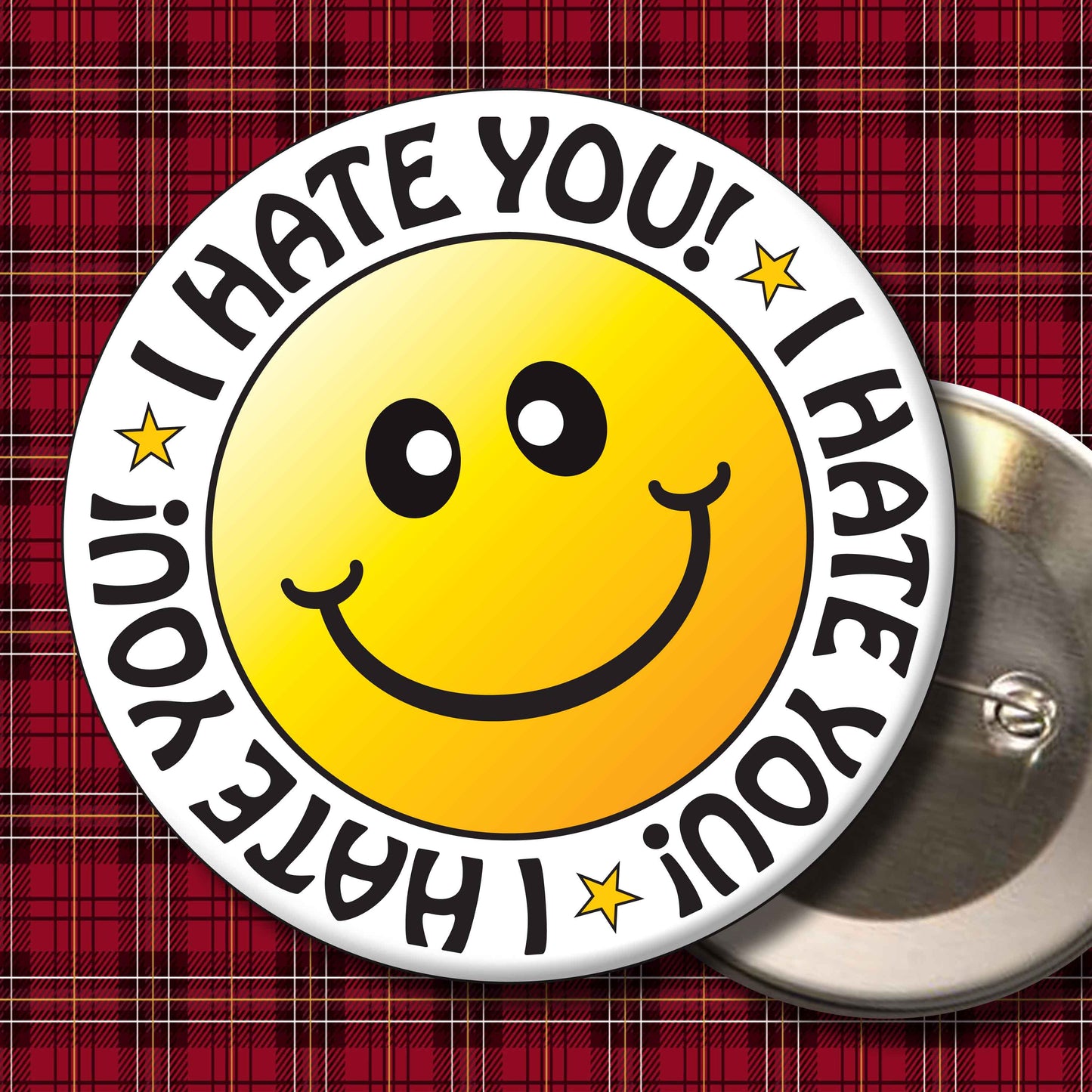 I Hate You! Smiley Badge + Bottle Opener