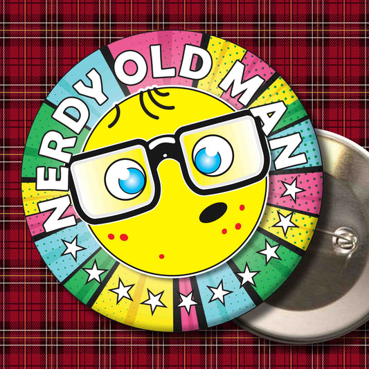 Old Man Metal Pin Badge + Bottle Opener