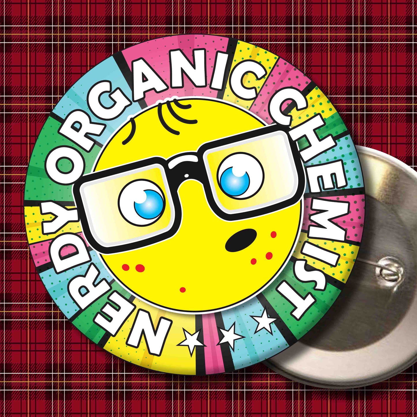 Organic Chemist Metal Pin Badge + Bottle Opener
