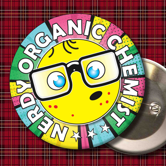 Organic Chemist Metal Pin Badge + Bottle Opener