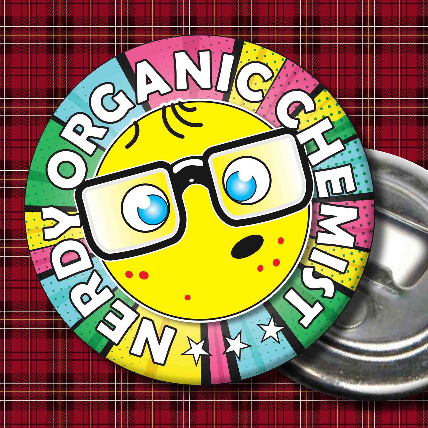 Organic Chemist Metal Pin Badge + Bottle Opener