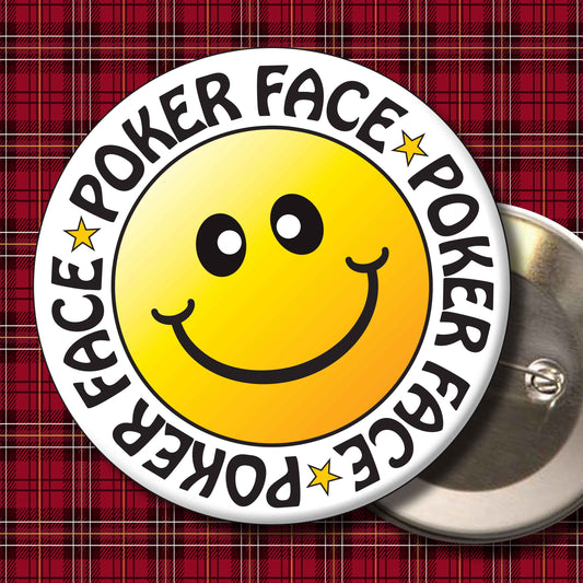 Poker Face Smiley Badge + Bottle Opener