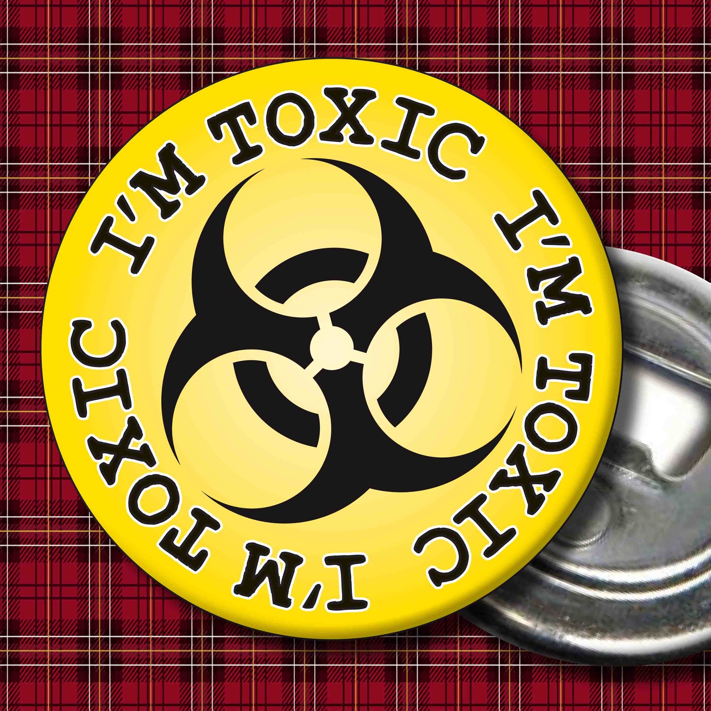 Bio Hazard - "I'm Toxic" Metal Pin Badge + Bottle Opener